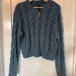 Steve Madden Blue Cable Knit Sweater NWT XS
